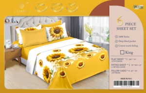 Wholesale 1800TC 6 Pieces Deep Pocket Microfiber Bed <strong>Sheet</strong> Set Queen King Size Mixed Designs Bedding Set - Product Image 2