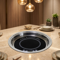 Table de cuisson à induction encastrable ronde professionnelle en acier inoxydable pour restaurant