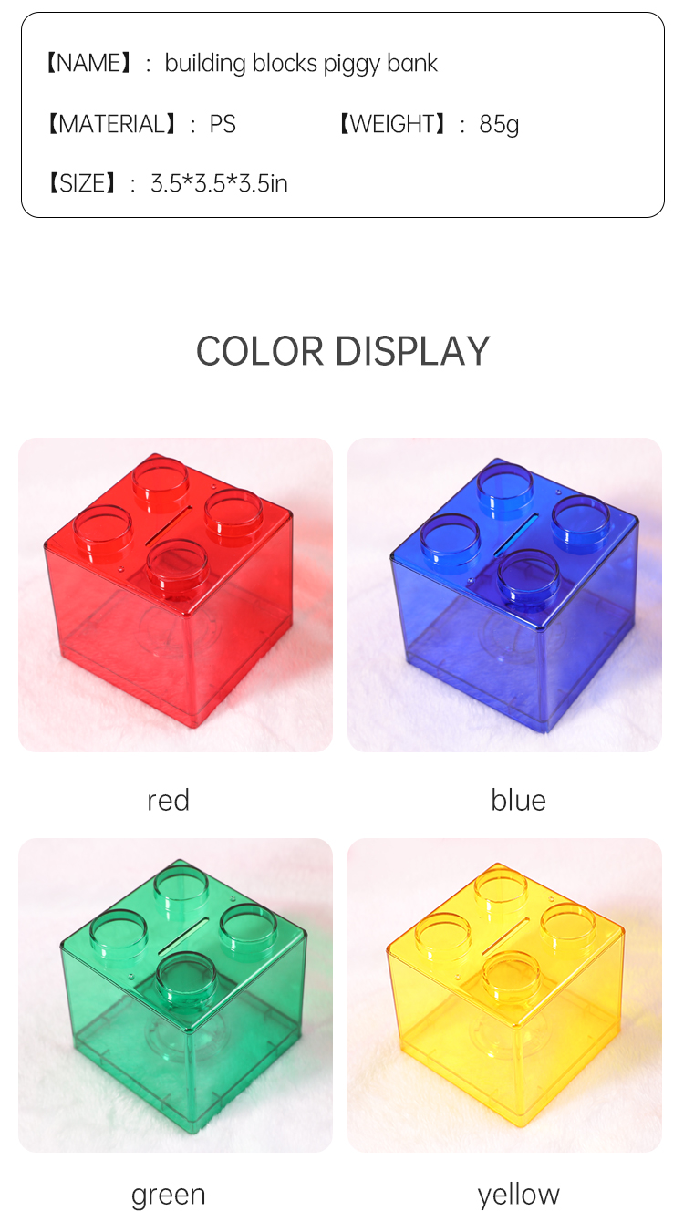 TOPSTHINK – blocs empilables colorés, pièces d'épargne, tirelire en plastique Lego, boîtes d'argent pour enfants, vente en gros