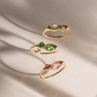 Bague Classique Cercle en Acier Inoxydable Plaqué Or 18K pour Femme avec Incrustation de Zircon, Nouveauté Transfrontalière Bowei, Origine Yiwu, Vente en Gros