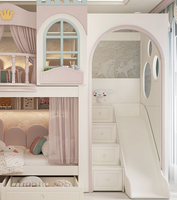 Lit Enfant en Bois Massif, Lit Superposé, Lit Château de Princesse