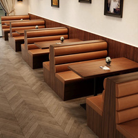 Meubles personnalisés pour restaurant moderne, hôtel, café, salon de thé, fast-food, snack-bar : canapé banquette marron, chaise, ensemble de table en bois