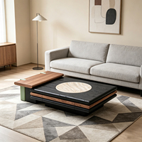 Ensemble de tables basses rétro mi-siècle avec plateau en bois, finition bois massif, table d'appoint pour salon, table à thé créative de designer avec rangement, pour la maison neuve