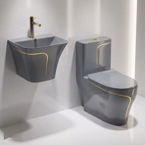 <span class=keywords><strong>Inodoro</strong></span> de Cerámica de Una Pieza ZOGII CELuxury, Color Blanco y Dorado, con Doble Descarga, Moderno, para Baño, Línea Dorada - Product Image 1