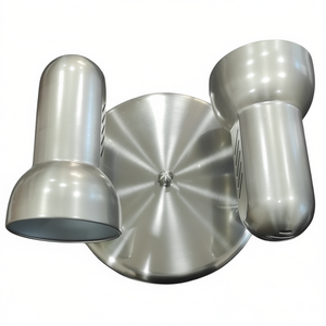 2xE27 Metal Wall Lamp Brushed Steel Finish <b>Indoor</b> Outdoor <b>Lighting</b> - Product Image 2
