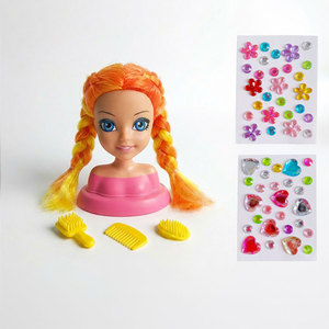 Mini Cabeza de Vinilo de 27cm para Peinado con Pegatinas, Cepillo y Peine, Cuerpo de Silicona, Modelo de Juguete para Práctica de Peinado DIY - Product Image 2