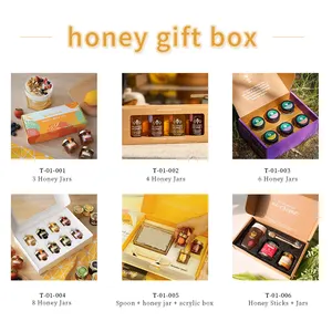 Luxury Honey Jam Boxes For Strawberry Jam Packaging Custom Sticker Printing Jam Bottle Empty Glass Jar Gift Honey Box