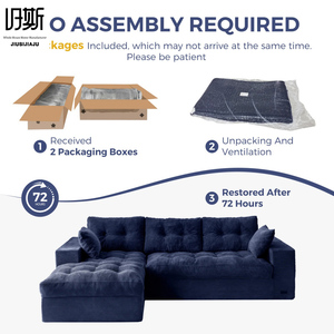 High-end <b>Inflatable</b> L-shaped Modular Bed Modern Fabric Design Eco-Friendly Sponge Filled Three Seat for Living Room - Product Image 2