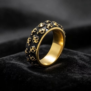 Anel Vintage Punk com Crânio em Relevo, Aço Inoxidável, Joia Gótica Masculina, Acessório para Fantasia de Halloween, Atacado - Product Image 5