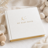 LABON Livre de souvenirs personnalisé pour bébé, journal de mémoire, couverture rigide en lin blanc, suivi des étapes importantes du premier an, organisateur de souvenirs pour nouveau-né