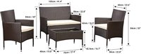 Ensemble de conversation en rotin PE pour l'extérieur avec table et coussins moelleux pour patio, jardin, cour arrière, bord de piscine