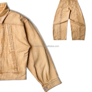 Ensemble de vêtements personnalisés pour pompiers, avec veste en jean et pantalon en denim, à boucle et fermoir mousqueton, en denim délavé coupe oversize - Product Image 2