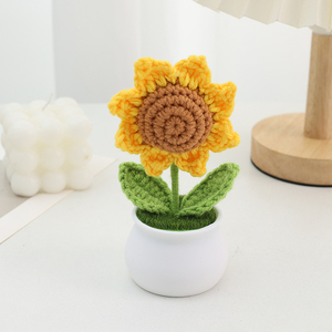 Girasole artificiale in vaso per la casa centrotavola intrecciato fiore artificiale <span class=keywords><strong>di</strong></span> girasole all'ingrosso - Product Image 2