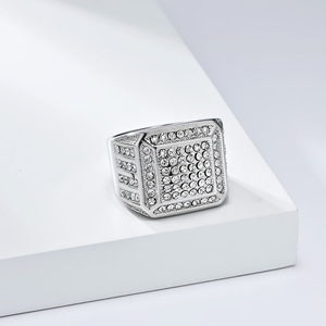 Men's Gold Plated <b>Titanium</b> Steel <b>Ring</b> Geometric Micro Pave Diamond Full Inlay Fashion Jewelry Gift - Product Image 4