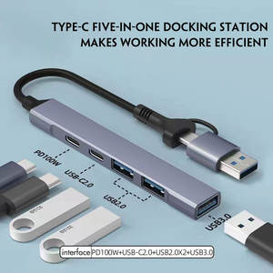 Hub USB Type C JustLink 5 en 1 OEM ODM avec ports Type C et ports USB <span class=keywords><strong>2</strong></span>.0 et USB 3.0 pour <span class=keywords><strong>PC</strong></span>, convertisseur pour ordinateur portable, livraison directe - Product Image 2