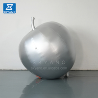 Ballon pomme gonflable métallique brillant, ballon pomme argenté gonflable, modèle de fruit gonflable géant personnalisé, décoration publicitaire de scène