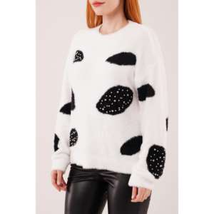 Suéter Blanco de Punto para Mujer, Manga Larga, Casual, Antipilling, Color Blanco - Product Image 3