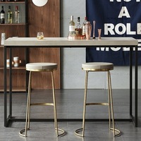 Tabourets de bar meubles de luxe Restaurant cuisine nordique pas cher or chaise haute comptoir moderne métal velours tabourets de bar avec dossier