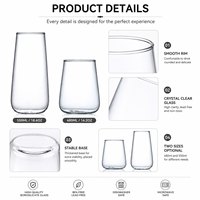 Gobelets en verre borosilicate transparent sans pied personnalisés avec logo, 16 oz et 18 oz, pour eau, jus, vin, café, maison, restaurant