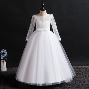 Bambino di alta qualità girocollo big della ragazza <span class=keywords><strong>abiti</strong></span> per il partito di promenade bianco elegante della ragazza abito <span class=keywords><strong>da</strong></span> sposa 5-14 anni vecchio occasione formale - Product Image 1