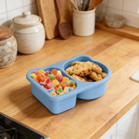 Boîtes à collation réutilisables en silicone sans BPA personnalisées, boîtes à collation à double compartiment, mini boîtes à collation avec couvercles