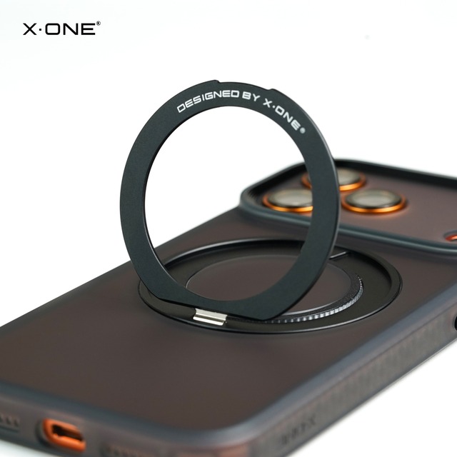 X-ONE Metal Kickstand TPU+PC Hybrid Mobile Phone Case for iPhone 17 Pro Max / 18 / 16 Matte & Clear Anti-Drop Protective Cover