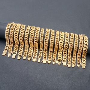 Hot Selling JXX Brass Jewelry Hip Hop Chain 24k Gold Plated <b>Cuban</b> <b>Link</b> Chain Bangle <b>Bracelet</b> for <b>Men</b> and Women - Product Image 1