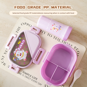 Nouvelle boîte à lunch bento rectangulaire en plastique scellée pour micro-ondes, portable, pour étudiants et enfants, avec compartiments - Product Image 2