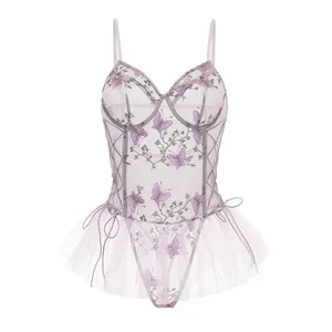 Completo Intimo Sexy Ricamato in Pizzo Trasparente con Scollo a V Profondo e Schiena Scoperta per Donna 2025 – Body Monopezzo Traspirante con Bretelle - Product Image 6