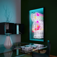 Miroir infini personnalisé avec figurine de dessin animé, miroir abyssal, miroir mural LED infini, ours en peluche, enseignes décoratives au néon