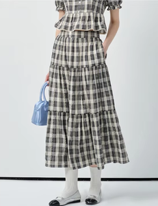 ชุดเดรสแฟชั่นลายสก็อตสีเข้มสไตล์ใหม่จาก VEGA CHANG ดีไซน์เอวสูง - Product Image 1