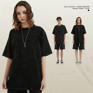 Camiseta de Hombre de Algodón 100% Tejido de 385G al por Mayor, Marca de Moda, Color Sólido, Ajuste Holgado, Manga Corta, Oversize - Product Image 3