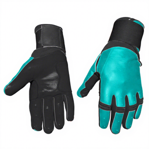 Gants de frappe en cuir véritable à prix de gros, couleur bleu sarcelle et noir, fermeture auto-agrippante, durables, unisexes, pour entraînement adulte - Product Image 1