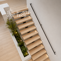 Solution technique de fabrication sur mesure haut de gamme pour escalier mono-poutre dans un intérieur de villa contemporaine