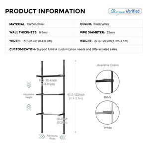 Giá để đồ nhà bếp YIJIALE 2 tầng, không cần khoan, có thể mở rộng, bằng kim loại thép, dùng được cho phòng ngủ, phòng tắm, để đồ chơi - Product Image 2