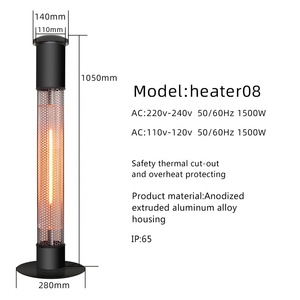 Chauffage extérieur infrarouge électrique mobile OEM, étanche IP65, pour terrasse - Product Image 1