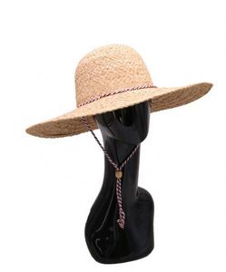 Sombrero de Playa para Mujer, Diseño de Moda, Verano 2024, Rafia Natural, Ala Ancha, con Cordón para la Barbilla - Product Image 6