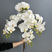Bunga Phalaenopsis Buatan 9 Kepala dari Lateks Real Touch, Anggrek Moth Realistis, Bunga Palsu untuk Dekorasi Pernikahan, Hotel, dan Festival