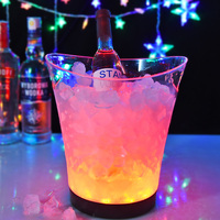 Usine en gros mode clair 5L seaux à glace boisson baignoire en plastique logo personnalisé bar Club rond bière 5L PP seau à glace