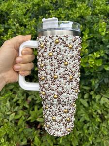 Gobelets en perles colorées personnalisées en acier inoxydable de 40oz Tasses de voyage en perles bling Cadeaux pour elle Premium pour tasses - Product Image 6