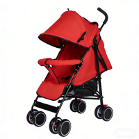 Poussette bébé portable, position assise et allongée, cadre en fer durable, ceinture de sécurité 5 points, roues en EVA, pare-soleil réglable