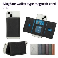 Portefeuille multifonction en cuir PU à triple pliage avec clip magnétique puissant pour cartes de crédit et support de téléphone
