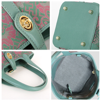 Sac seau vintage chinois en jacquard avec garniture en cuir, quincaillerie dorée, poignée supérieure, mini sac à bandoulière pour femme – Vente en gros