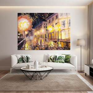 Toile imprimée Paysage nocturne de Paris : Décoration de lampadaire style Pop Art, ART EN VERRE TÉRMÉRISÉ - Product Image 3