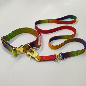 Ensemble collier et laisse pour chien de <span class=keywords><strong>combat</strong></span> tactique en nylon multicolore personnalisé harnais robuste dégradé de sept couleurs - Product Image 5