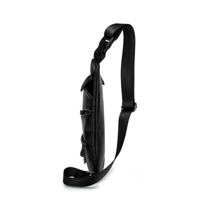 Sac à bandoulière en cuir noir vierge pour hommes, pas cher, LOGO personnalisé, cadeau promotion, sac de poitrine vierge, sacoche pour hommes - Product Image 3