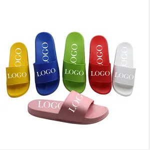 Fashion Unisex Different Colors Blank Flat Custom Logo PVC Men's Slides Footwear Slippers