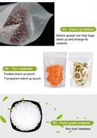 Sachet Doypack refermable transparent avec fermeture éclair pour snacks, noix et aliments, emballage alimentaire en plastique, pochette à fermeture éclair autoportante