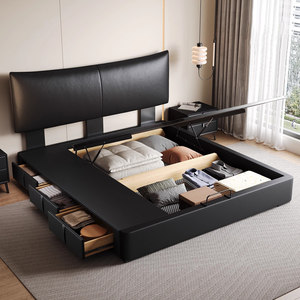 Letto Matrimoniale BTLB041 dal Design Moderno, Ultra-sottile, con Testiera in Microfibra, Struttura in Legno e Gambe in Acciaio, Morbido e Confortevole, Ideale per Piccoli Appartamenti - Product Image 1