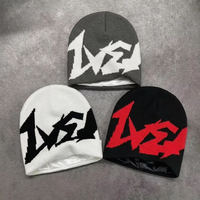 Conception graphique de haute qualité tricoté Jacquard hiver Satin doublé noir bonnets Bonnet Streetwear Beanie chapeaux